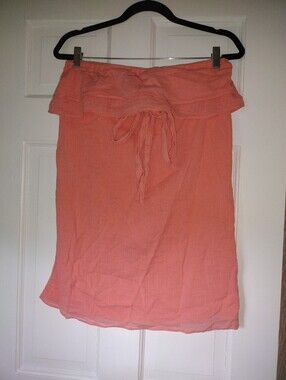 J. Crew Coral Pink Ruffled Dress Beach Cover Up Size XS 100% Cotton